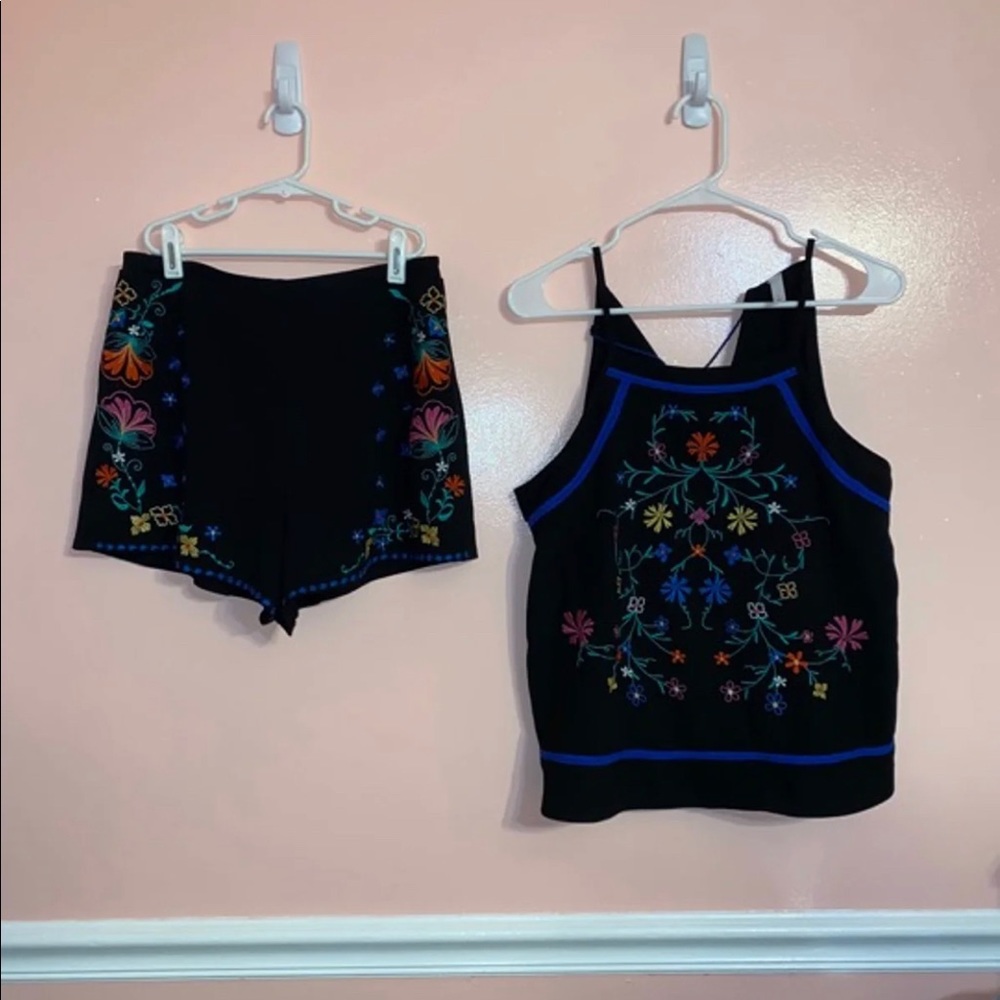 xhilaration Embroidered Matching Short Set